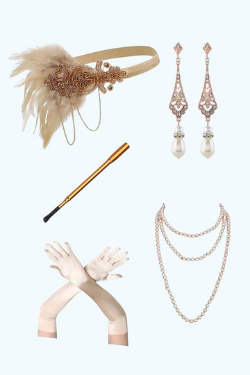 Albaricoque 1920s Accesorios de fiesta Juegos de cinco piezas